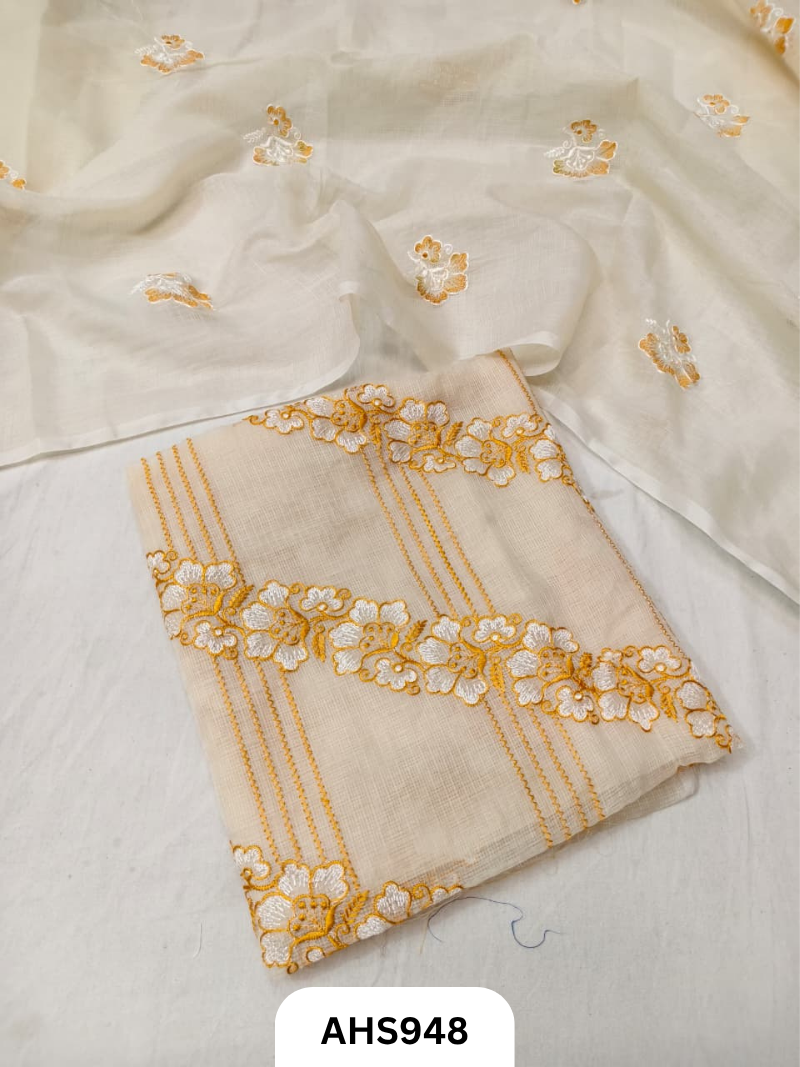 Kota Doria Premium Embroidery Work - Top and Duptta 2.5mtr