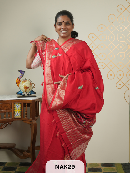 VISCOSE HAND EMBROIDERED SAREE