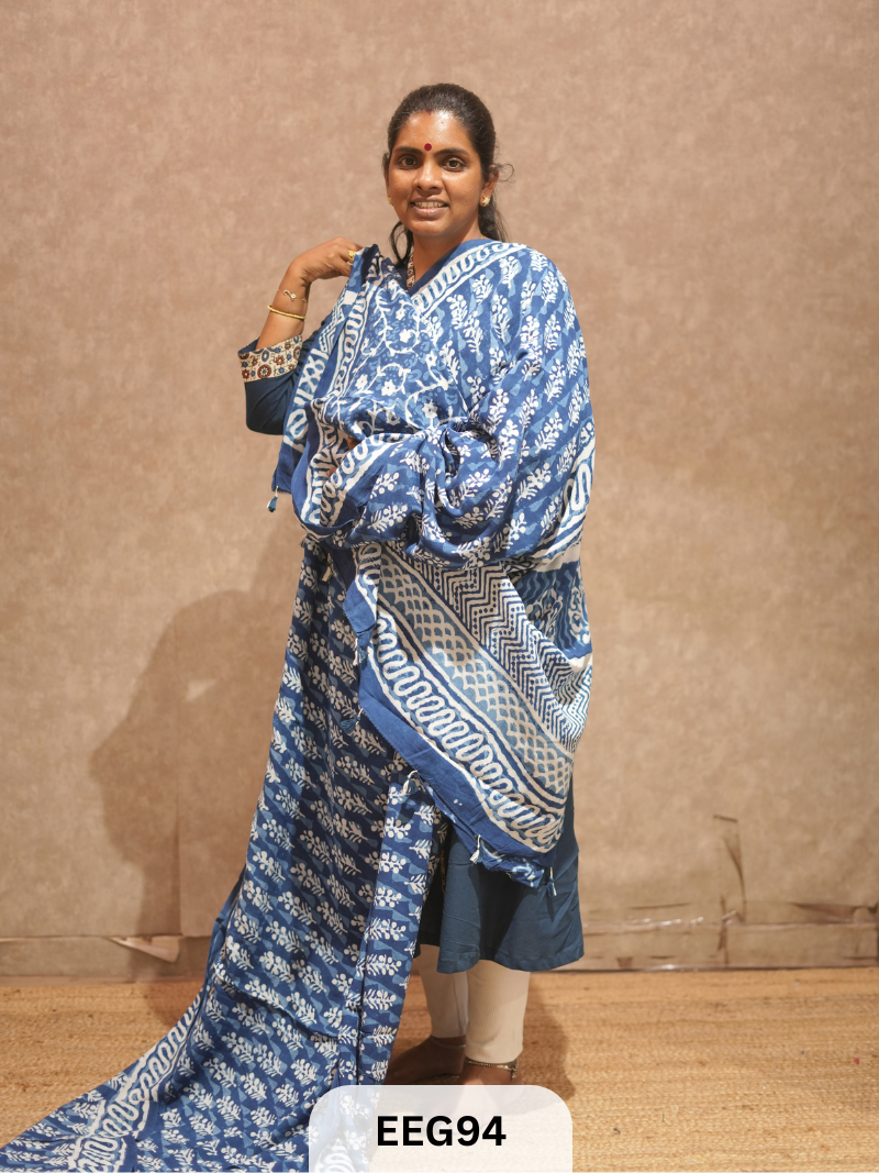 CHANDERI INDIGO SAREE