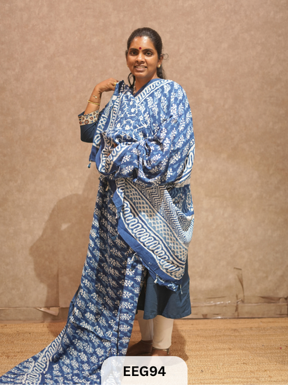 CHANDERI INDIGO SAREE