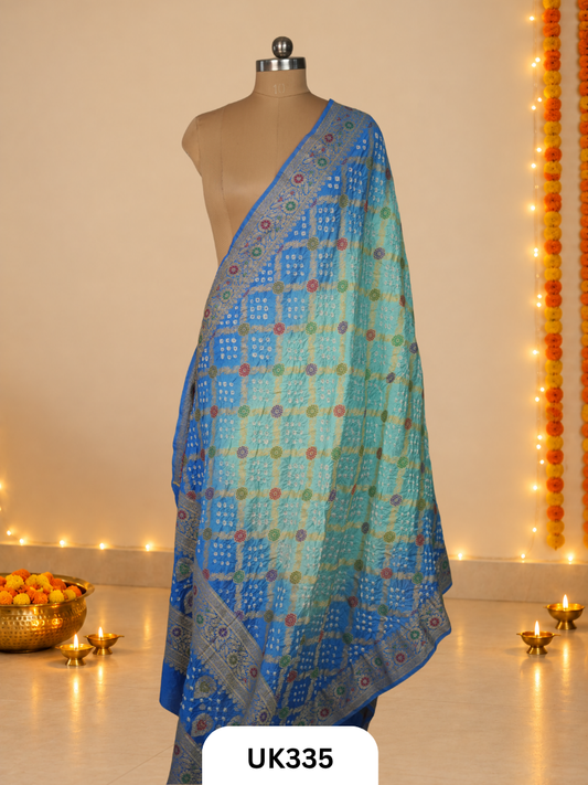 Pure Khadi Georgette With Bandhani Duppatta