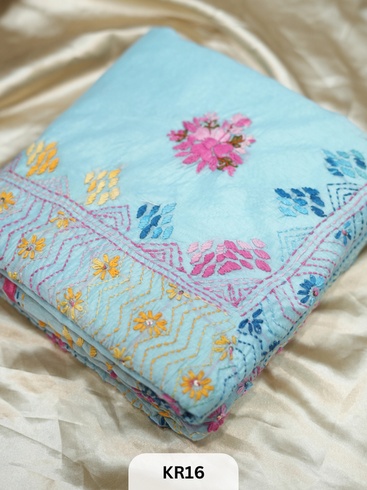 DUPION SILK WITH PURE HAND KANTHA HEAVY