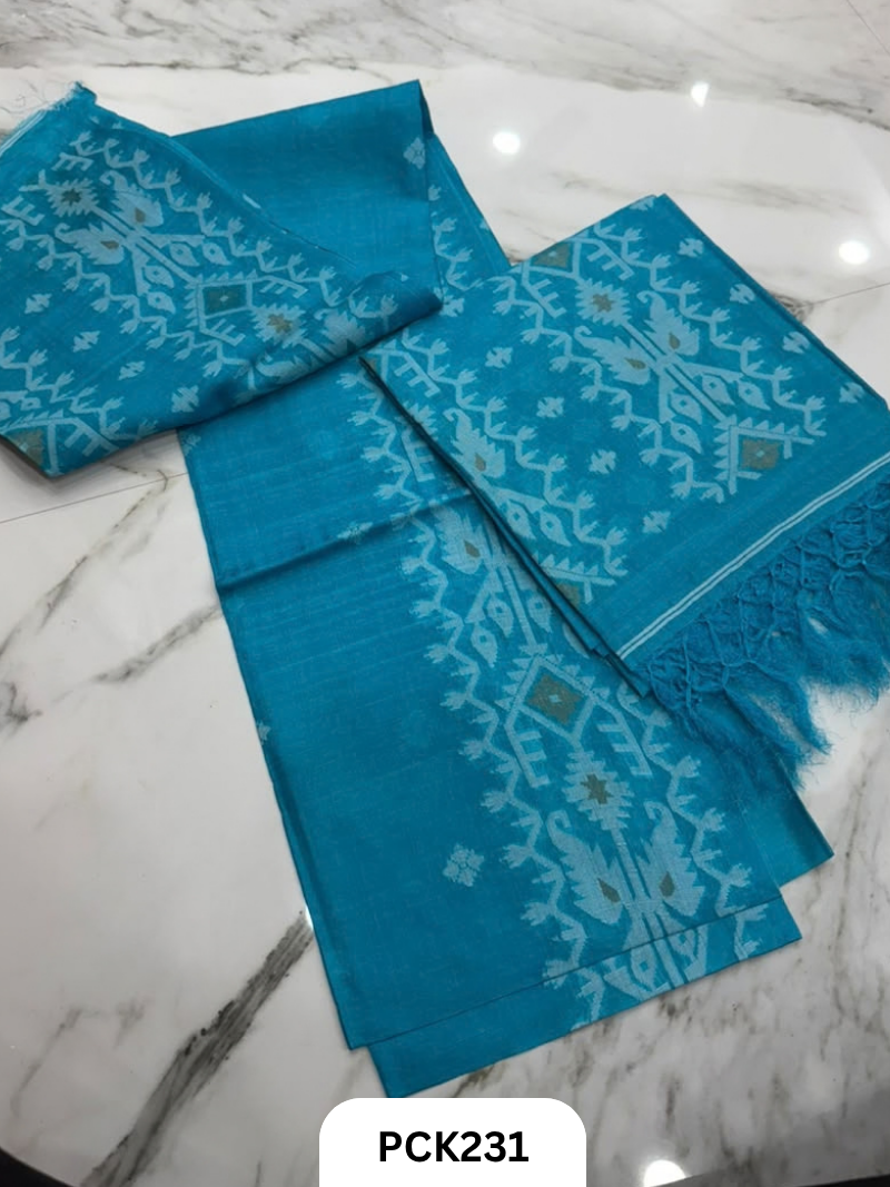 Pure Tussar With Jamdhani Weave Salwar Suit 2Pcs