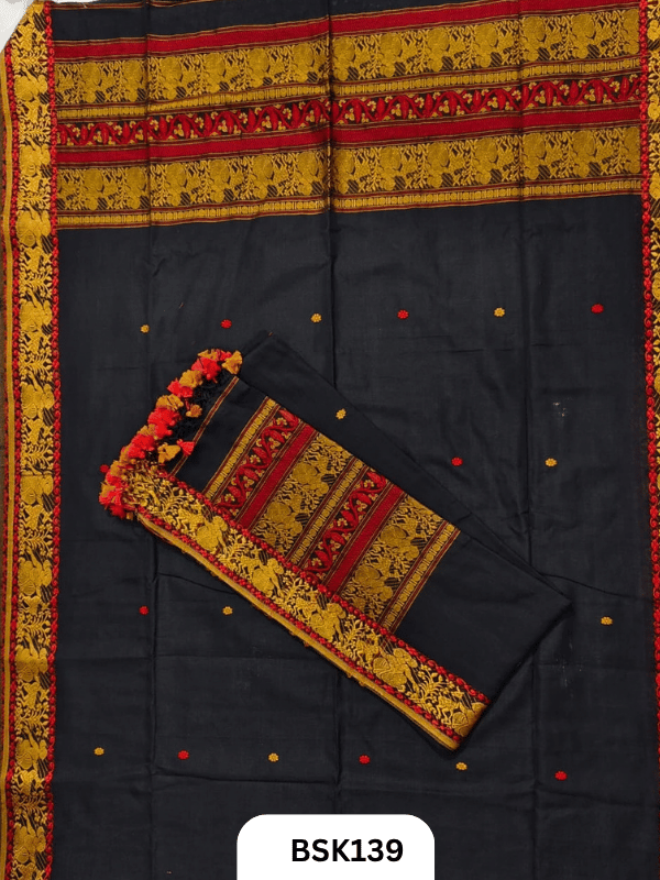 Exclusive Baluchari Handloom Pure Cotton Salwar Suit Set – Embroidered Top 2.5 m & Dupatta 2.5Mtr