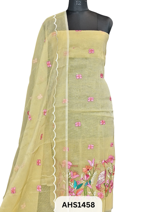 Exclusive Kota Doria Embroidery Work - Top & Dupatta 2.5 Mtr