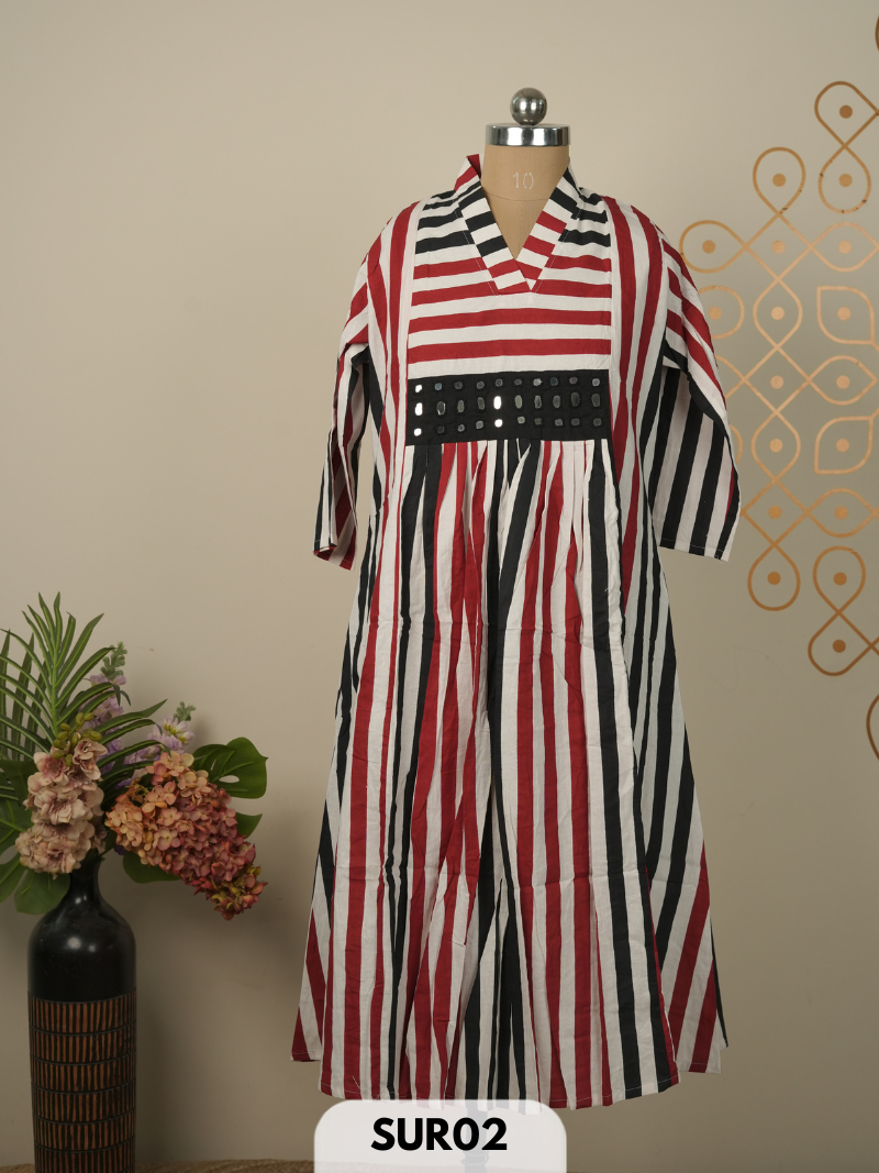 AJRAKH KUTCH EMBROIDERY COTTON KURTI