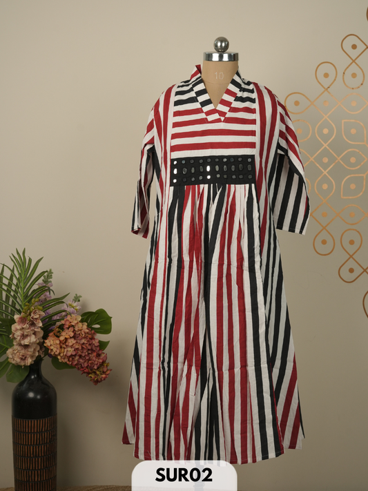 AJRAKH KUTCH EMBROIDERY COTTON KURTI