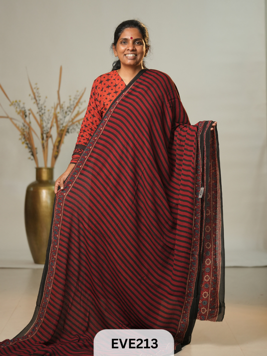 Chinon Chiffon Ajrakh Print Saree
