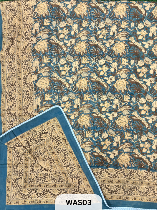 PREMIUM HAND BLOCK PRINTED JAIPURI COTTON 3 LAYER SIZE-90×108 KING SIZE