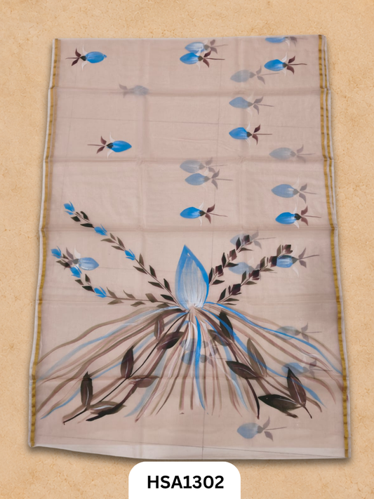 Hand painted Organza Saree with blouse