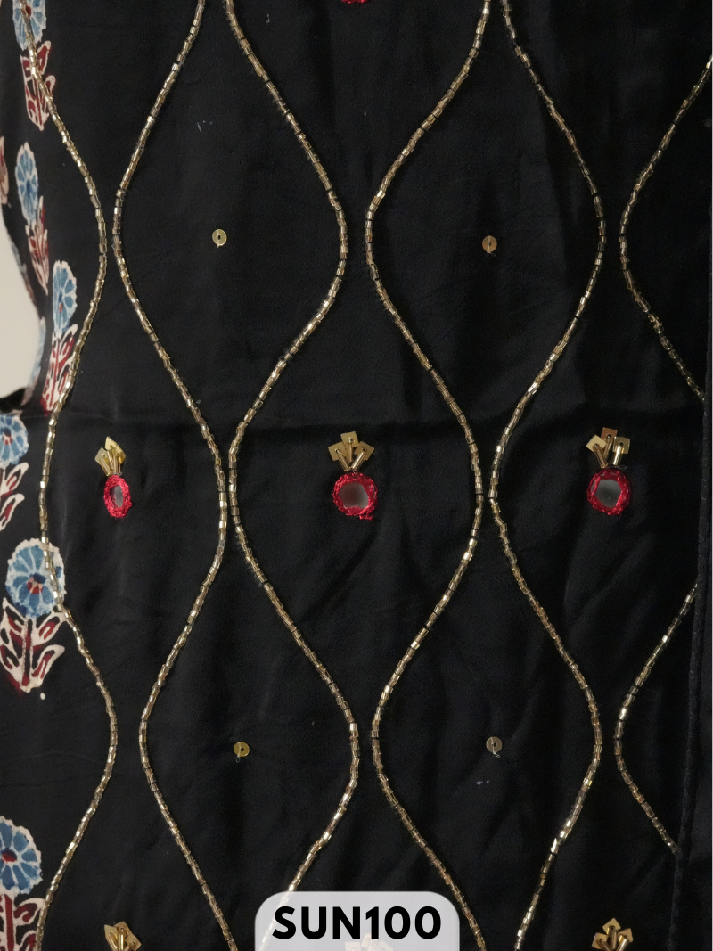 Modal Ajrakh Handblock mirror work 2 Pcs Suits