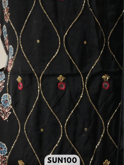 Modal Ajrakh Handblock mirror work 2 Pcs Suits