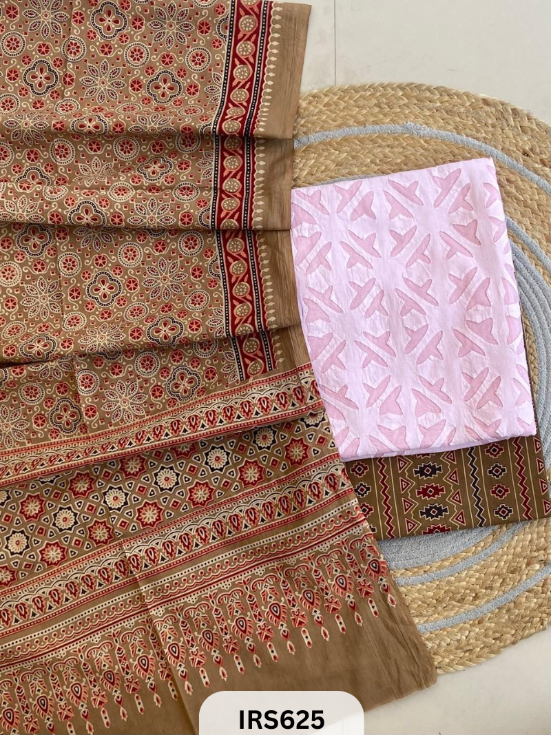 RAJASTHANI HAND STITCHED APLIQUE DYED TOP & BOTTOM WITH AJRAKH DUPATTA
