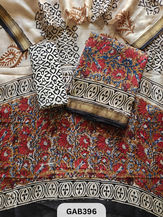HAND BLOCK PRINTED MAHESHWARI SILK ZARI BORDER | 3 PCS