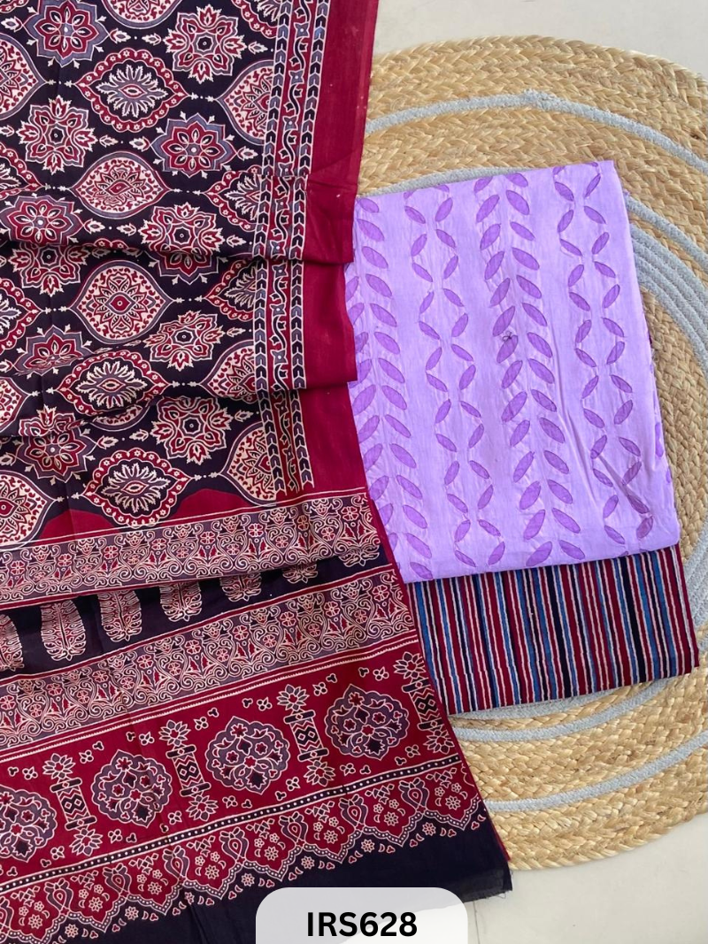 RAJASTHANI HAND STITCHED APLIQUE DYED TOP & BOTTOM WITH AJRAKH DUPATTA