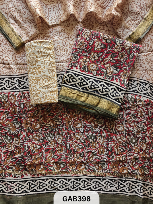 HAND BLOCK PRINTED MAHESHWARI SILK ZARI BORDER | 3 PCS