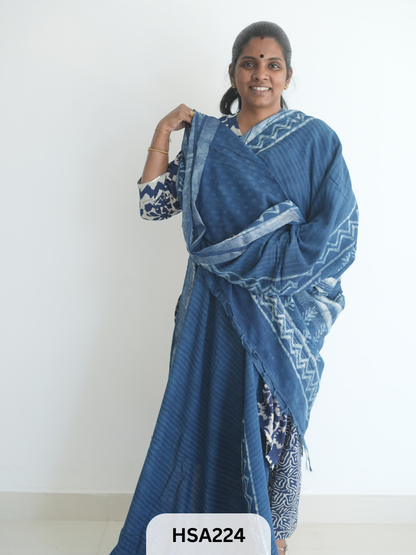 LENIN COTTON HANDBLOCK PRINTED SAREE
