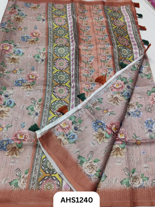 Soft Silk Kota Digital Print Saree With Blouse
