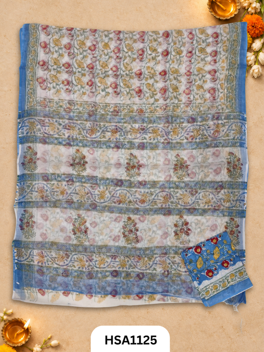 Hand Block Printed Traditional Designs & Multi Colour Combinations Kota Doria Sarees