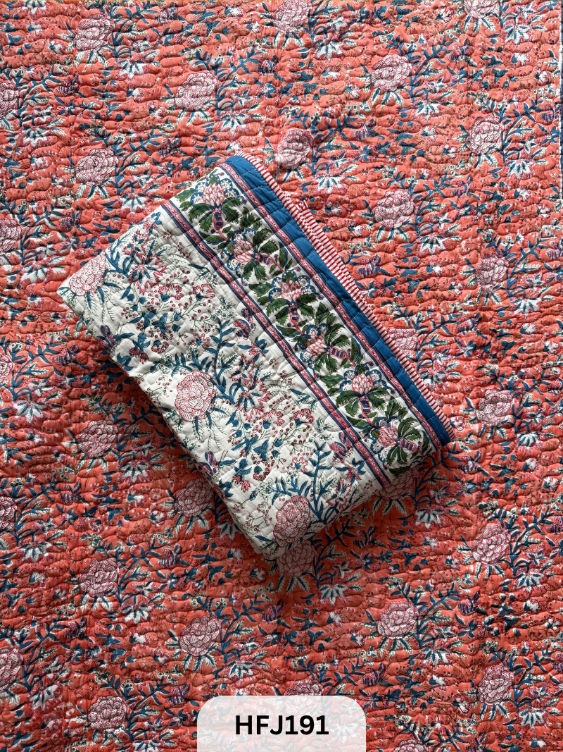 Premium Jaipuri cotton Hand Block Print Reversable Comforter 60x90