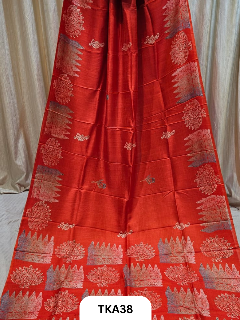 Pure Bishnupuri Silk Dual Shade Handblock
