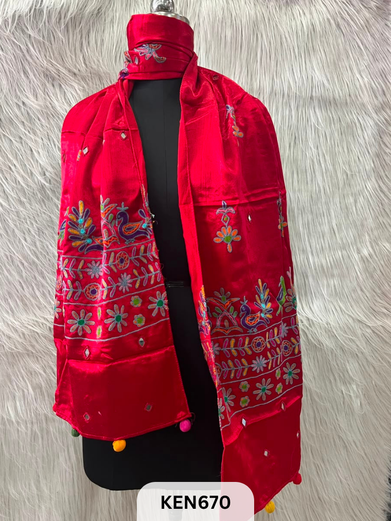 MUSHRU HAND AARI WORK WITH MIRROR WORK STOLE