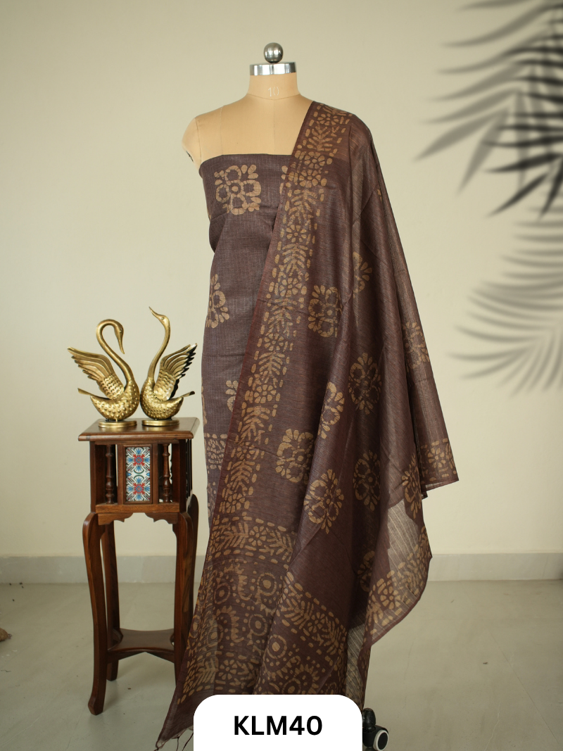 Semi Tussar Salwar Unstitched 3Pc Set