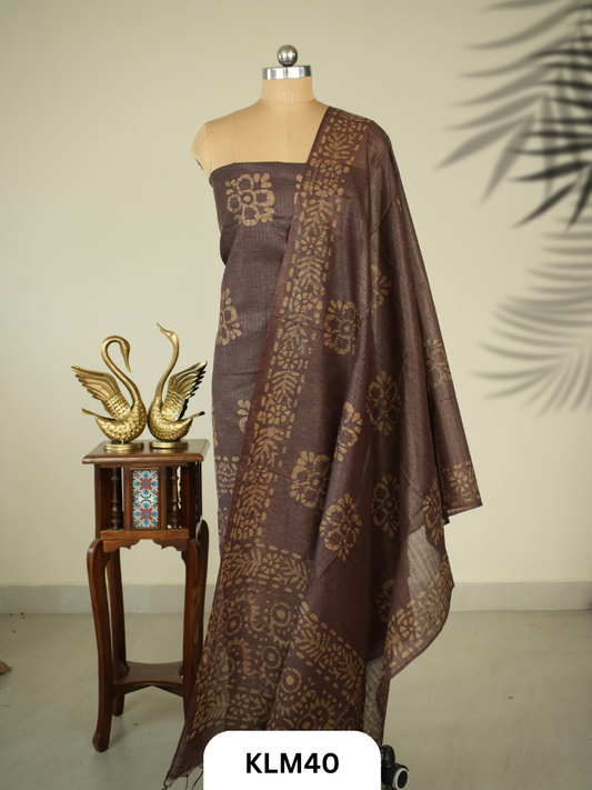 Semi Tussar Salwar Unstitched 3Pc Set