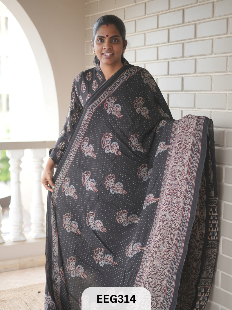 AJRAKH CHINON SAREE