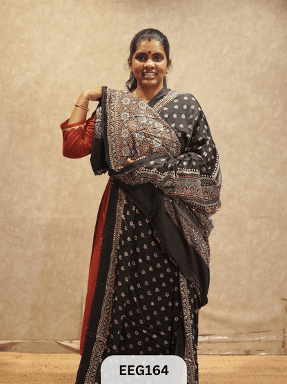 AJRAKH MODAL SAREE WITH MIRROR
