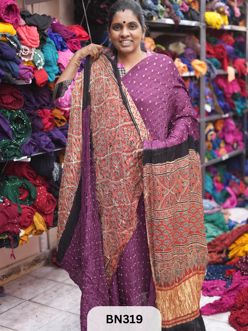 MODAL GAJI - AJRAKH BANDHINI SAREE