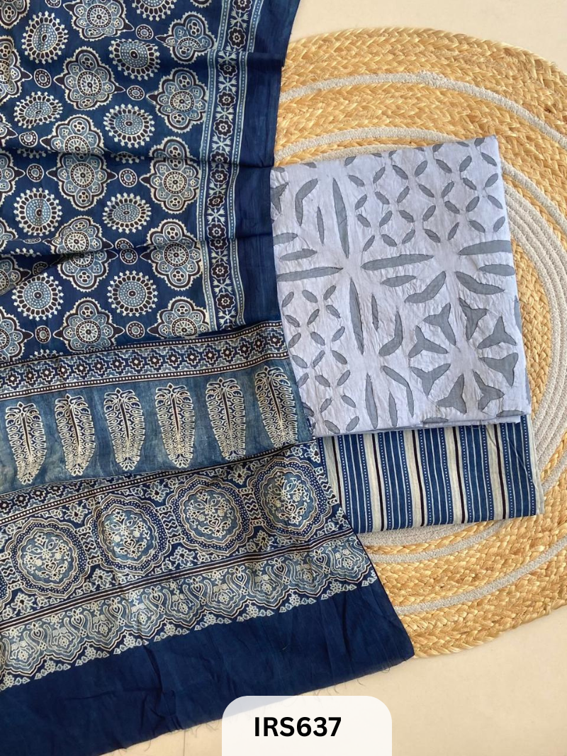 RAJASTHANI HAND STITCHED APLIQUE DYED TOP & BOTTOM WITH AJRAKH DUPATTA