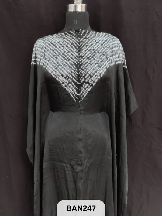 SEMI GAJI SHIBORI VIMKO PLAIN 2D EDGING UNSTITCHED KAFTAN