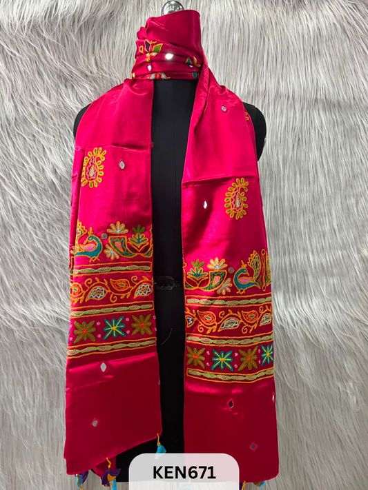 MUSHRU HAND AARI WORK WITH MIRROR WORK STOLE