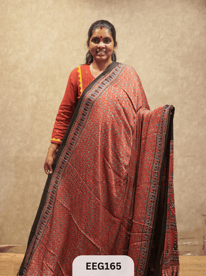 AJRAKH MODAL SAREE WITH MIRROR