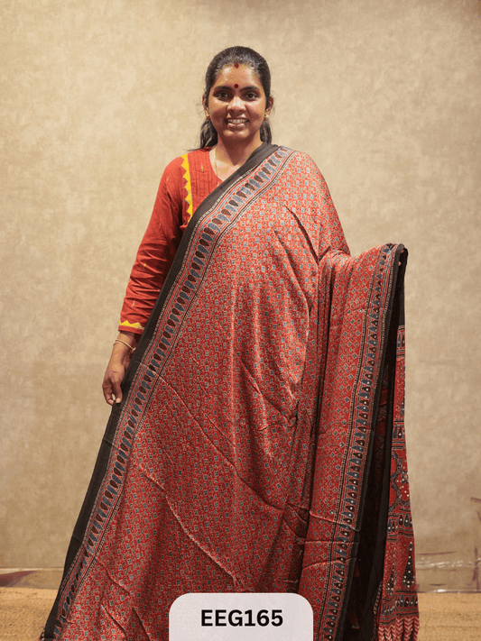 AJRAKH MODAL SAREE WITH MIRROR