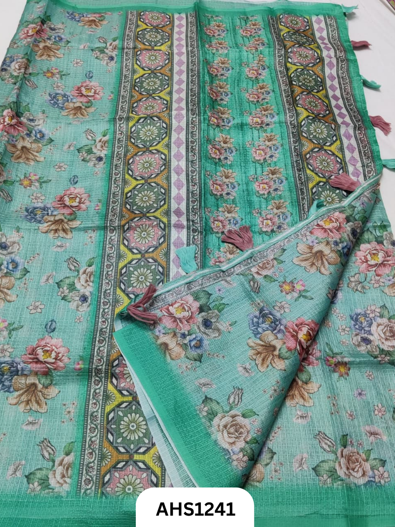 Soft Silk Kota Digital Print Saree With Blouse