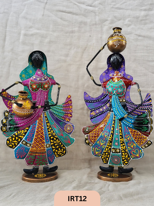 IRON MATKA DOLL ON HEAD & ON SIDE HAND 19X9X39 & 19X9X33