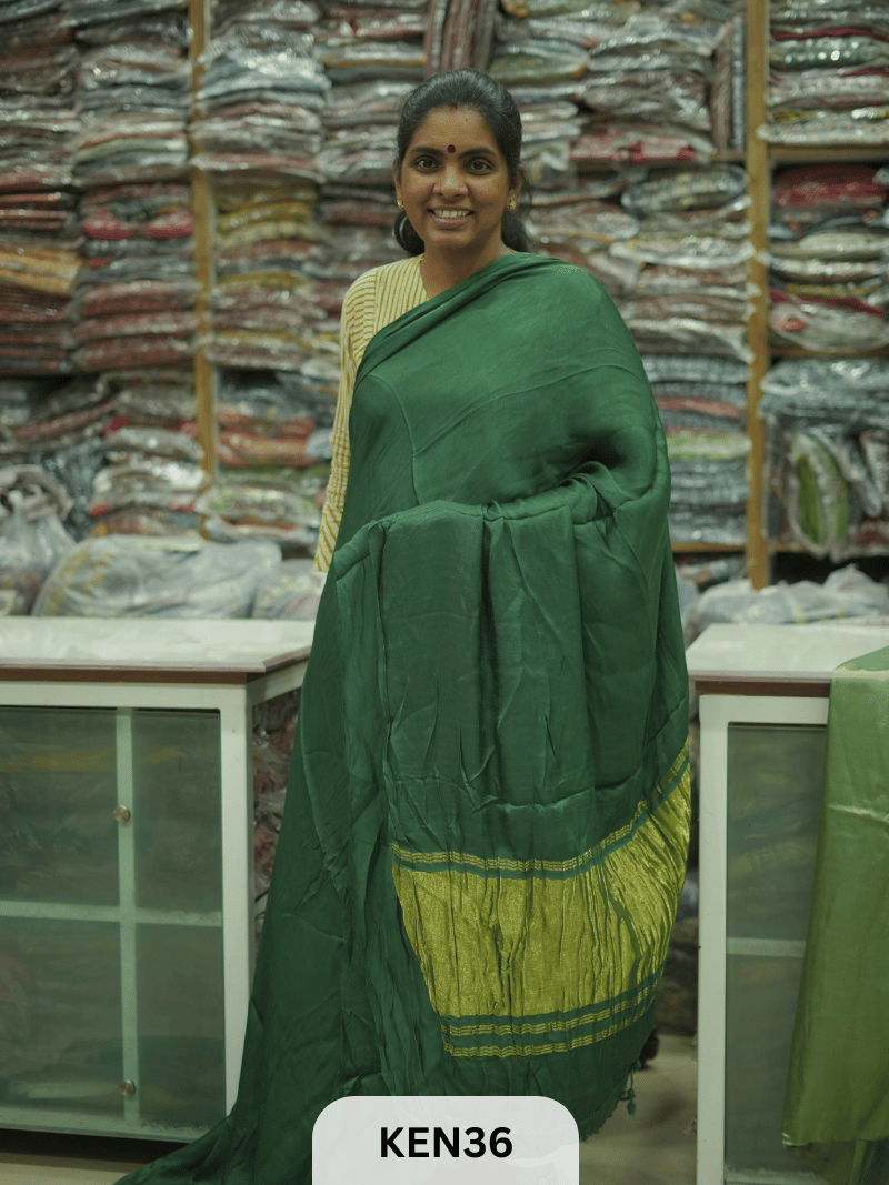 PLAIN MODAL SILK SAREE WITH LAGDI PATTA