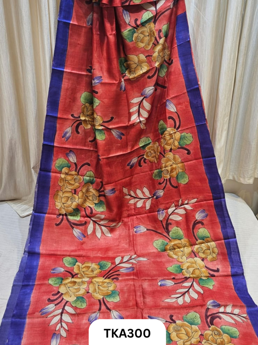 PURE HANDOWEN TUSSAR HAND PAINTED SAREE