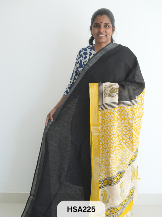 LENIN COTTON HANDBLOCK PRINTED SAREE