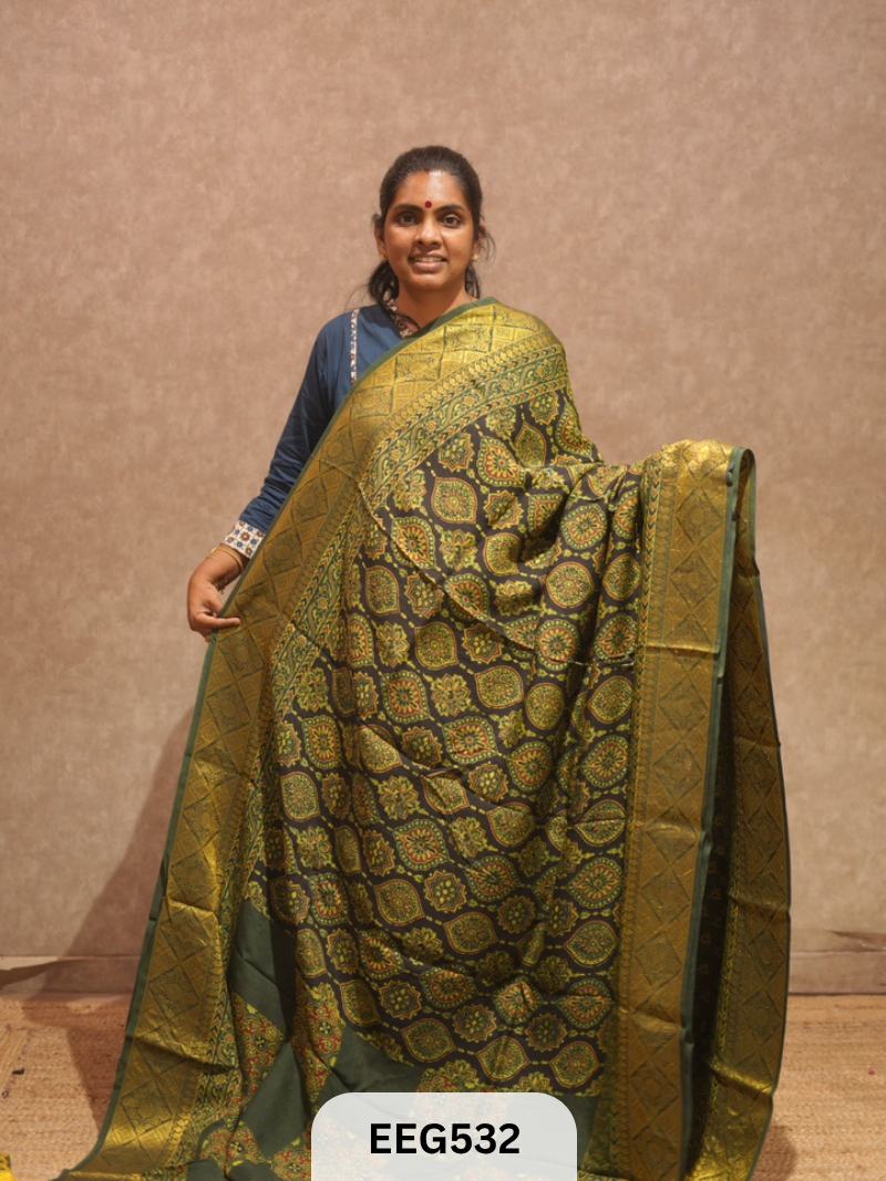 AJRAKH DOLA SILK SAREE