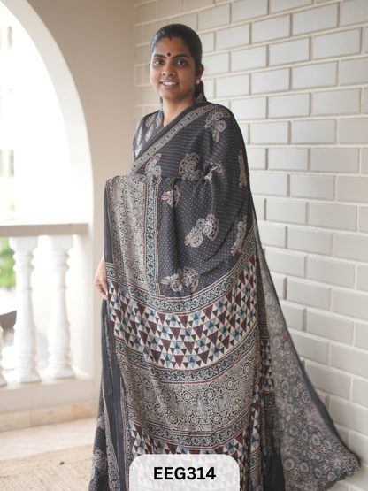 AJRAKH CHINON SAREE