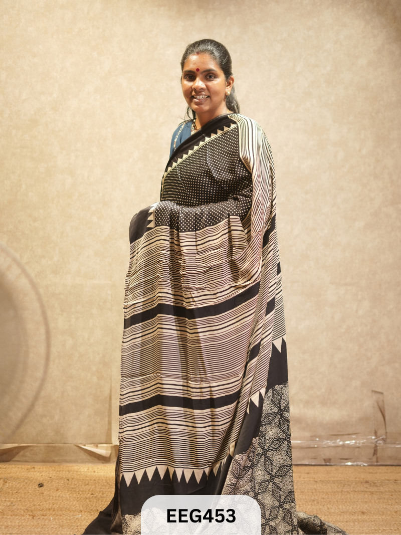 AJRAKH MODAL SAREE- RETRO