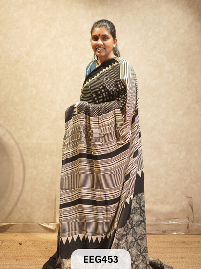 AJRAKH MODAL SAREE- RETRO