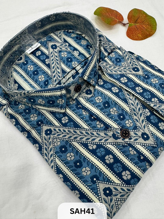 PRINTED MENS FULL SLEEVES SHIRTS WITH SINGLE POCKET