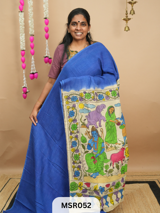 BANGLORE SILK BORDERLESS  KALAMKARI TIE AND DYE