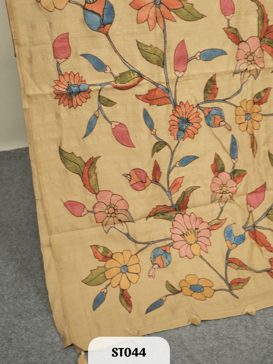 Kalamkari Appliqué work Saree - Premium Semi Tussar