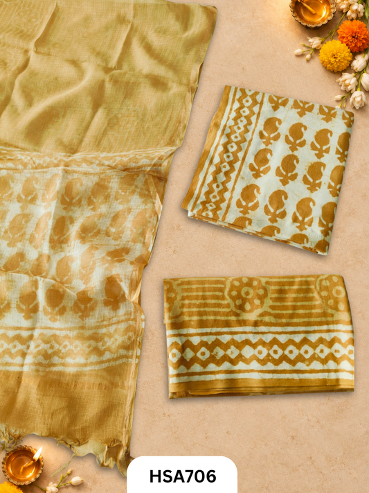 Handblock Printed Kota Doriya Dupatta With Cotton Suits Top 2.5mtr Dupatta 2.5mtr