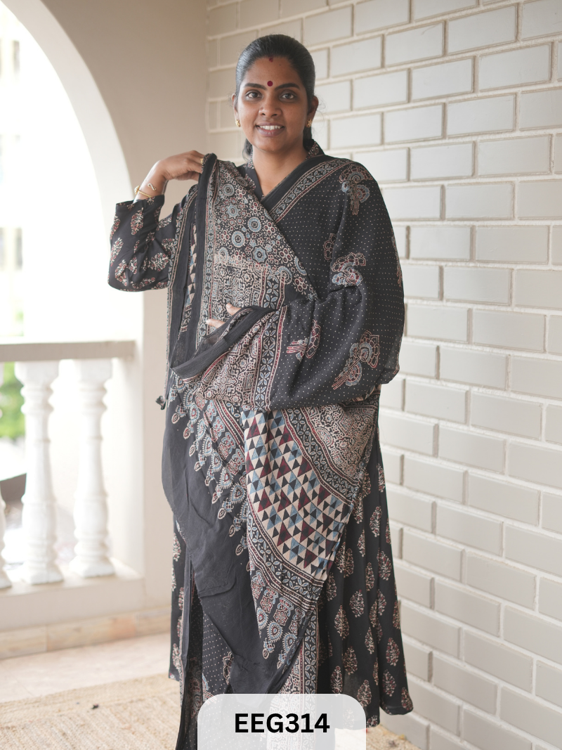 AJRAKH CHINON SAREE